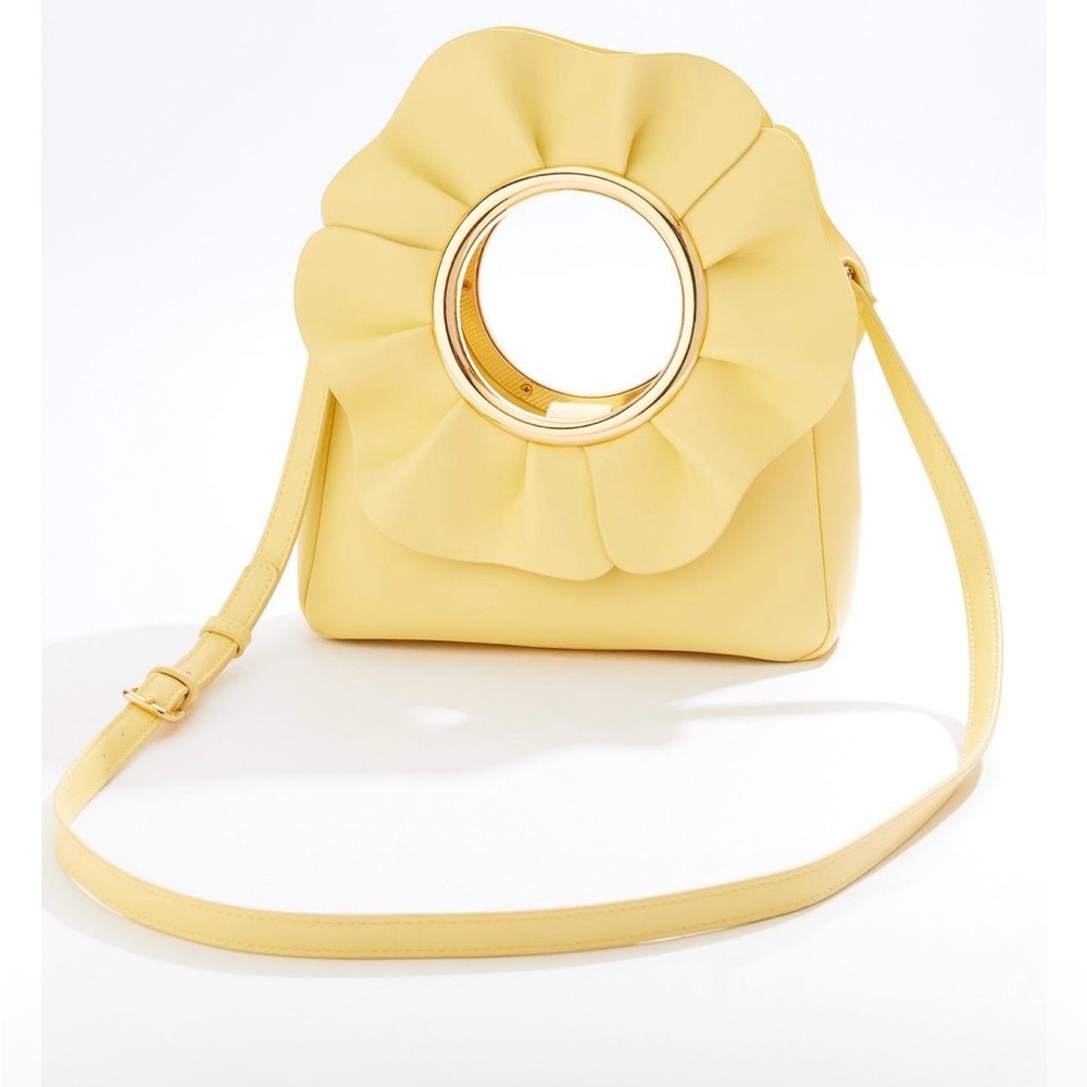 Chic Yellow Handbag with Circular Handle